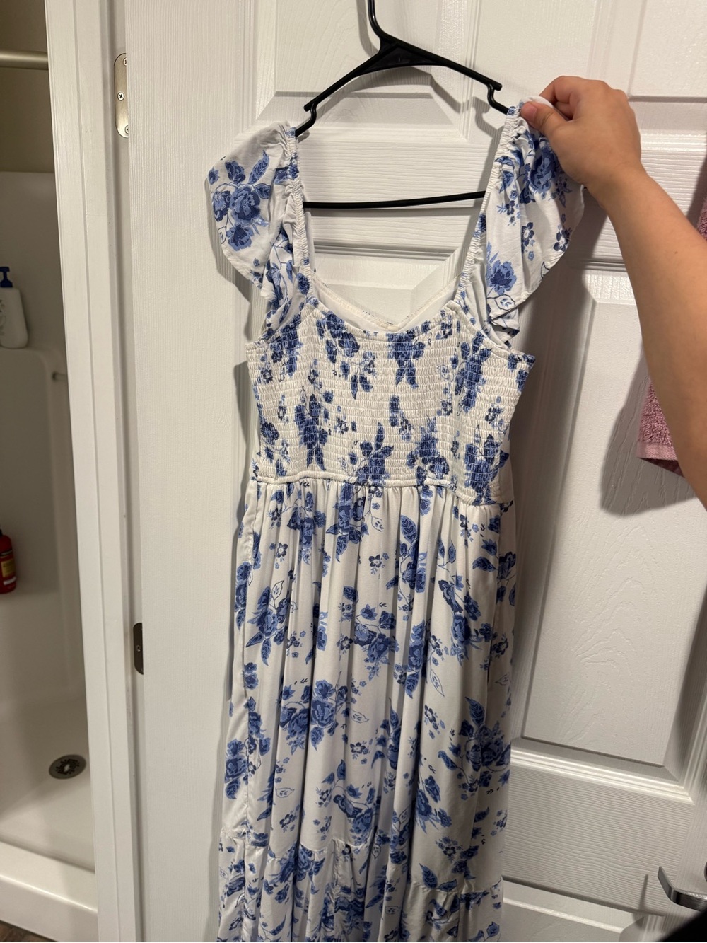 Hollister White Dress with Blue Floral Accents